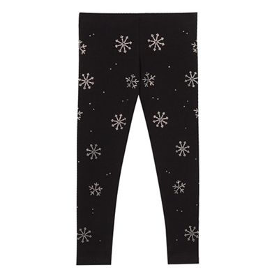 bluezoo Girls' black diamante snowflake leggings